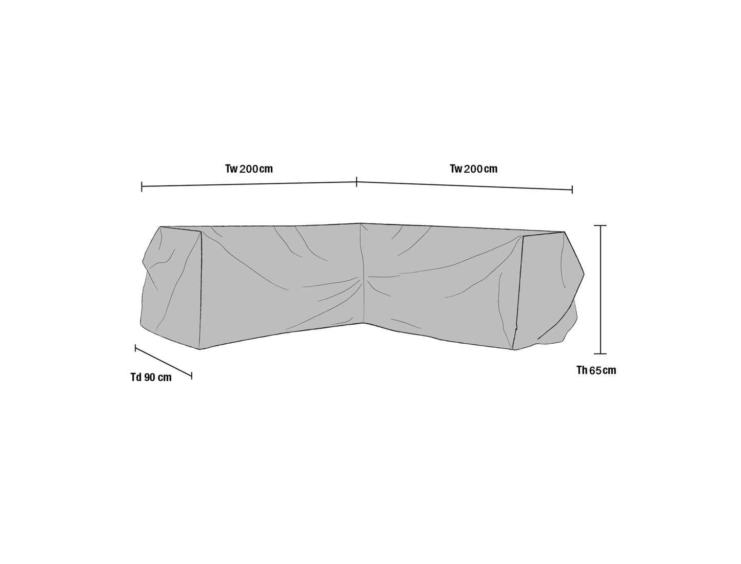 Helårs hjørnesofatrekk 200-200 x 90 x 65 cm