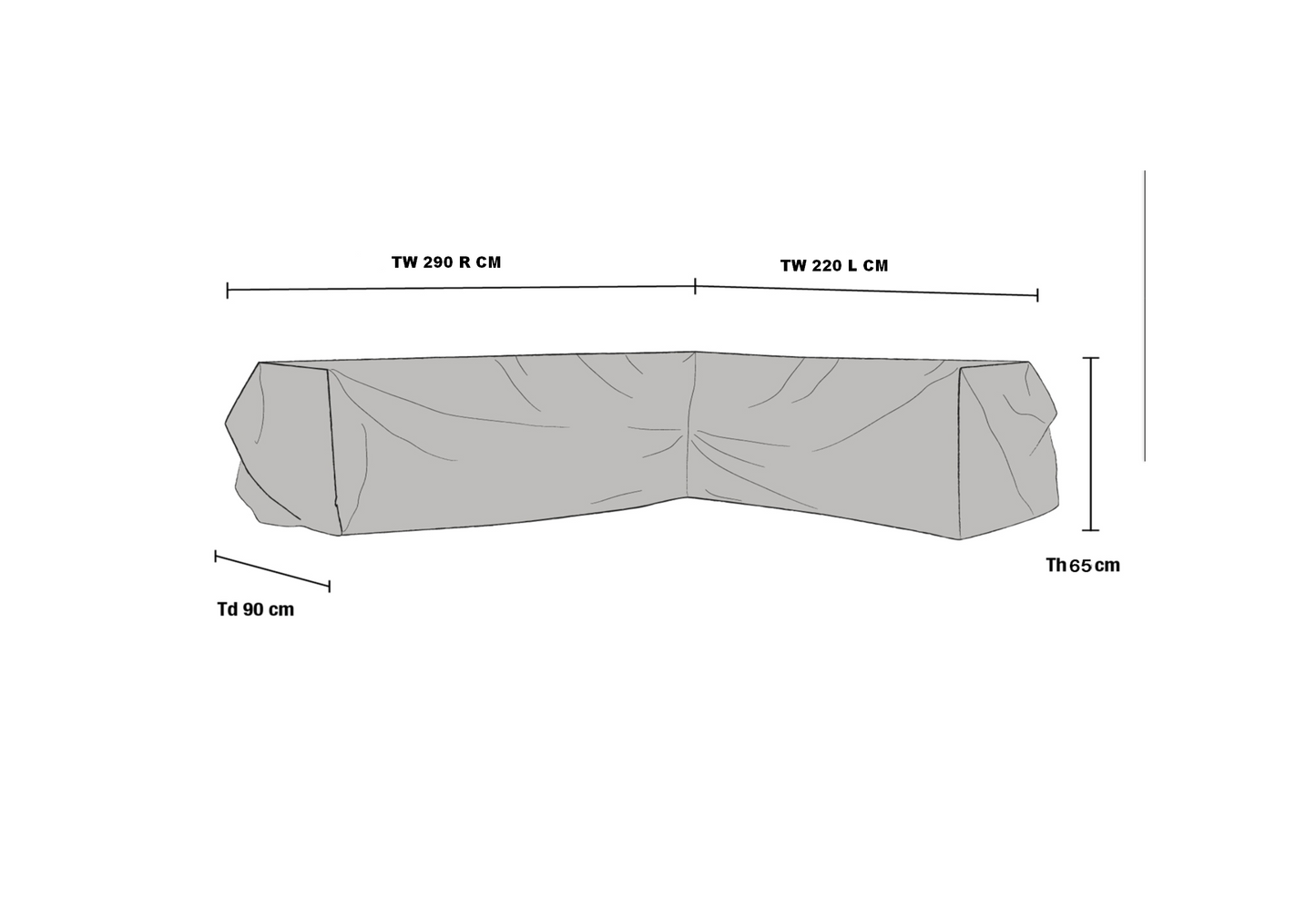 Helårs hjørnesofatrekk 290H-220V x 90 x 65 cm