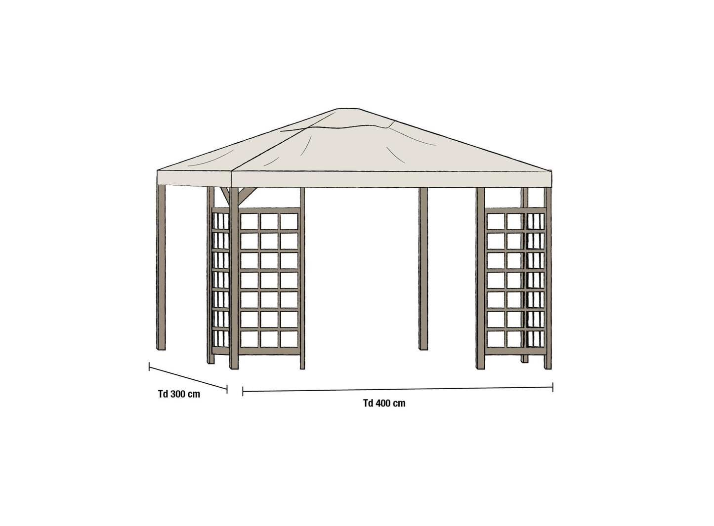 Paviliongtak Hov beige 3 x 4 m
