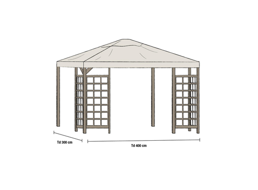 Paviliongtak Hov beige 3 x 4 m