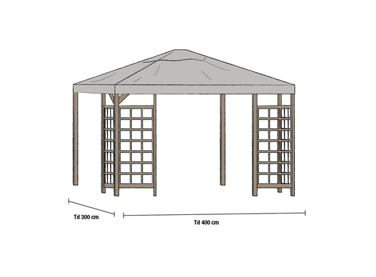 Paviliongtak Hov grå 3 x 4 m