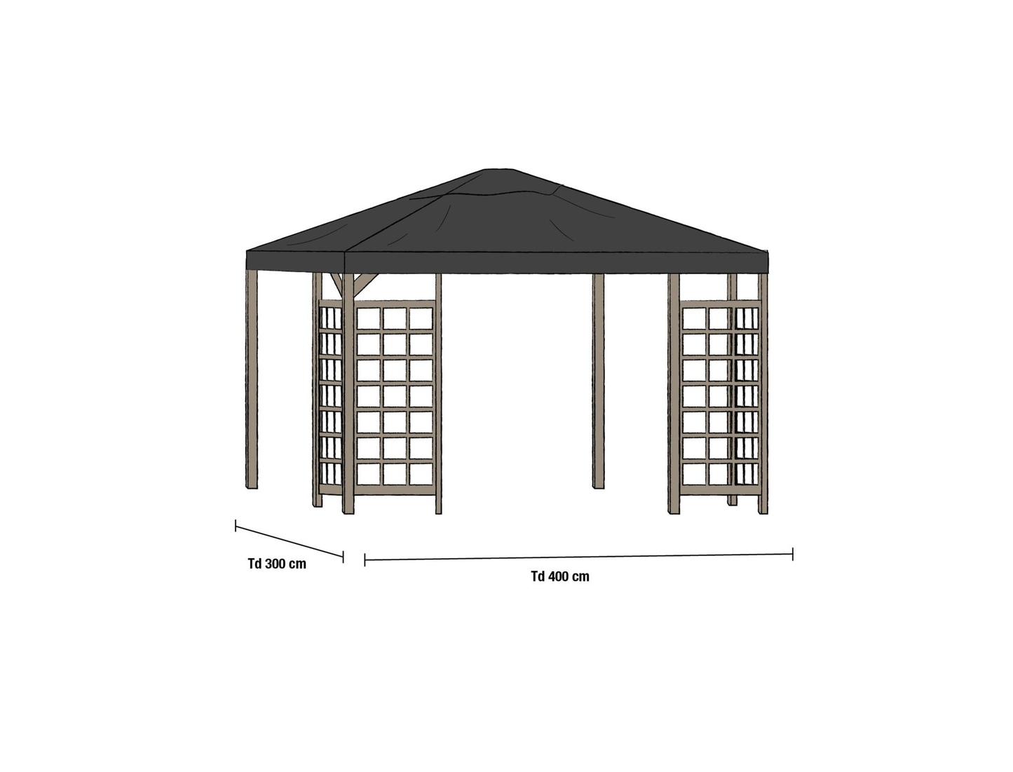 Paviliongtak Hov sort 3 x 4 m