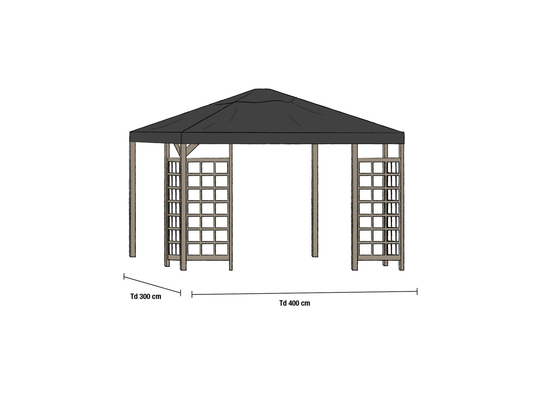 Paviliongtak Hov sort 3 x 4 m