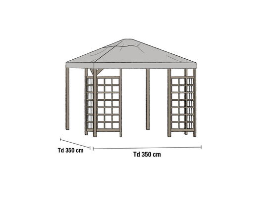 Paviliongtak Hov grå 3,5 x 3,5 m